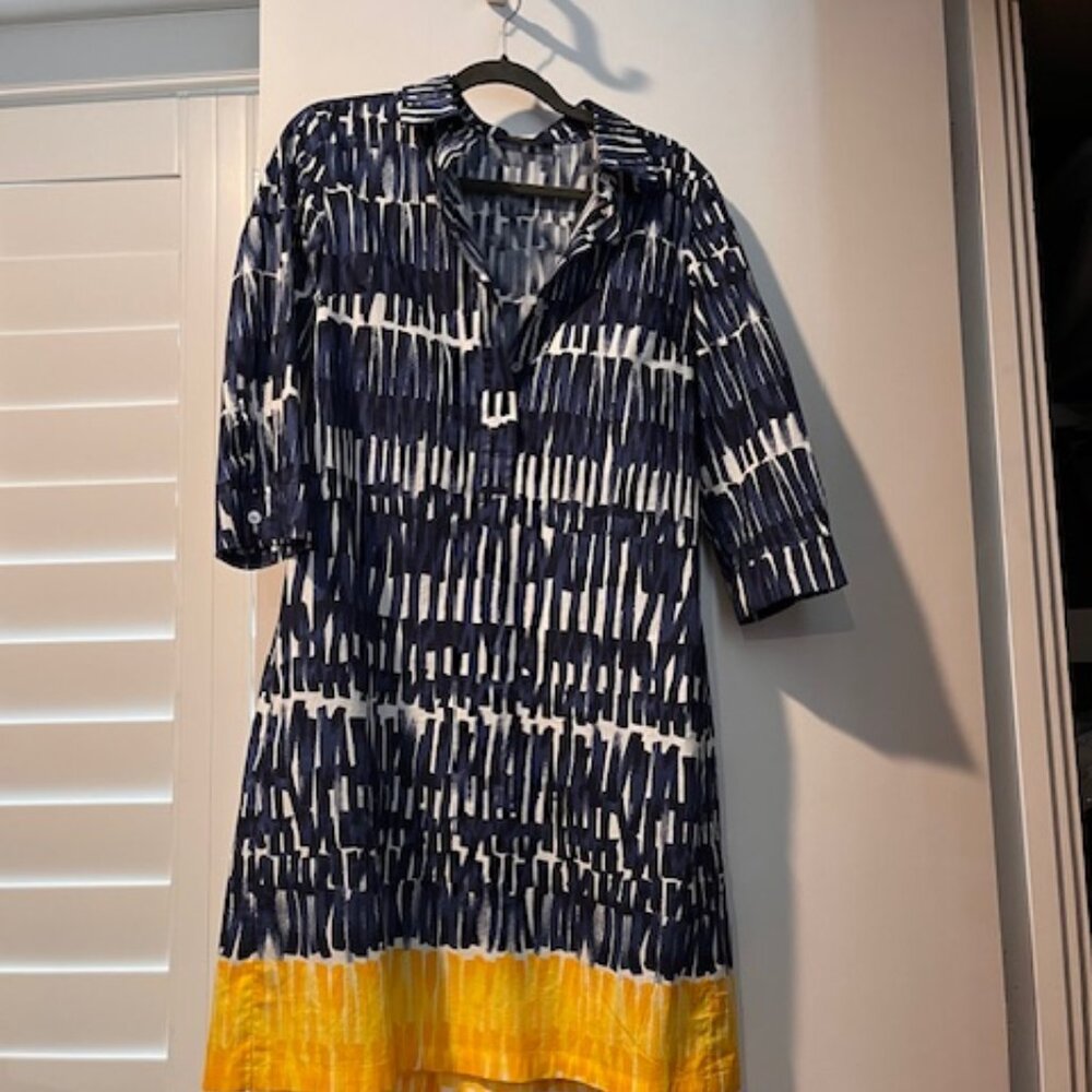 Weekend Max Mara Patata Blue Brush Strokes Shirt Dress